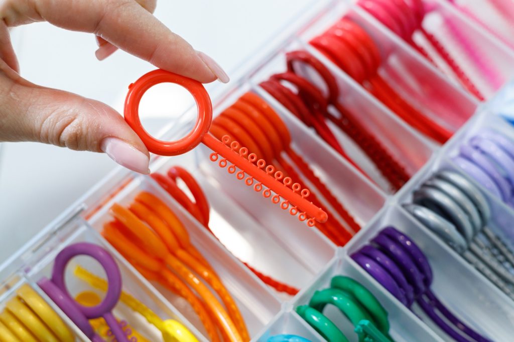Closeup of colorful rubber bands