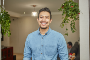 a patient with braces smiling